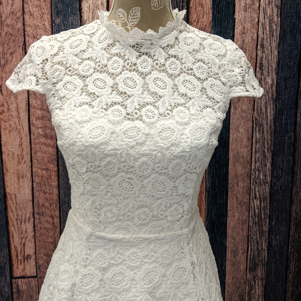 Happily Ever Laughter Lace A-Line Dress in White - Picture 6 of 8
